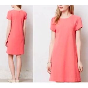 Anthropologie Maeve Coral Diamond Texture A-line Shift Dress Size S